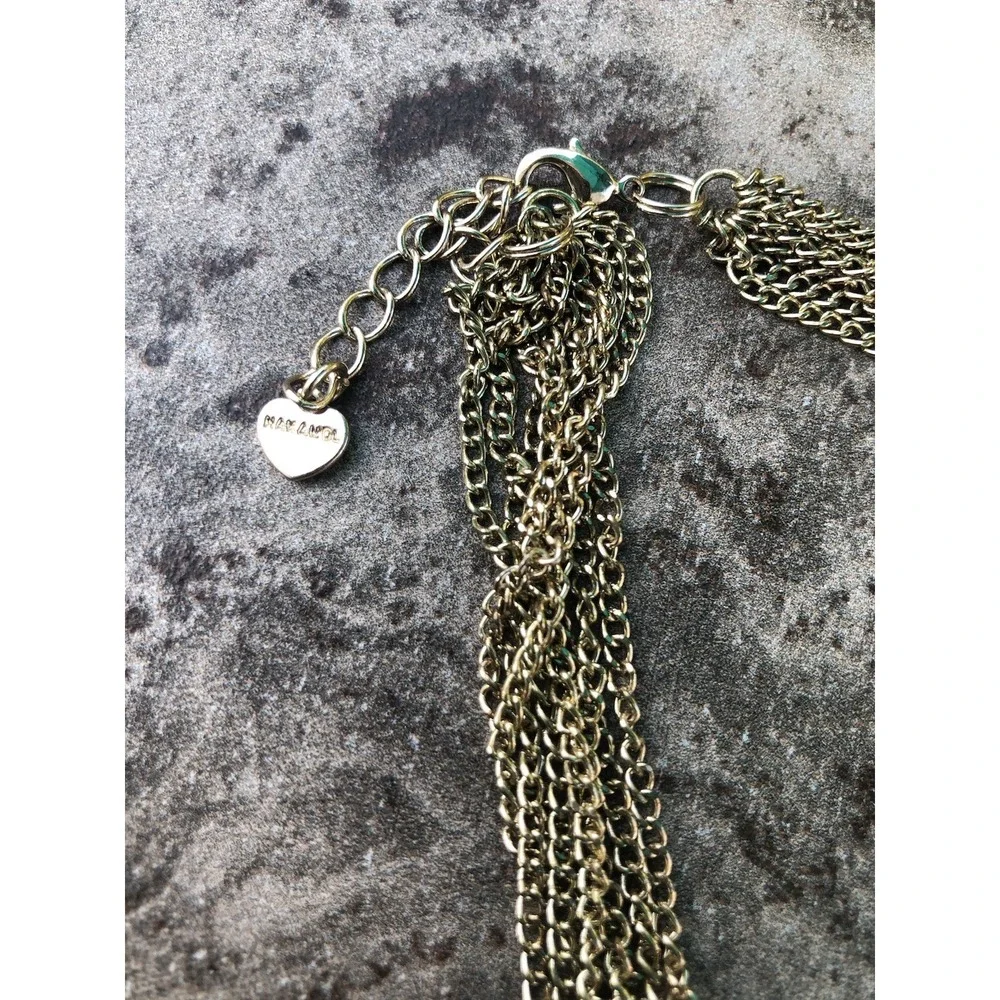 Nakamol Beaded Necklace 8 Strand Blue Ivory Gold Indie Coastal Beach 24